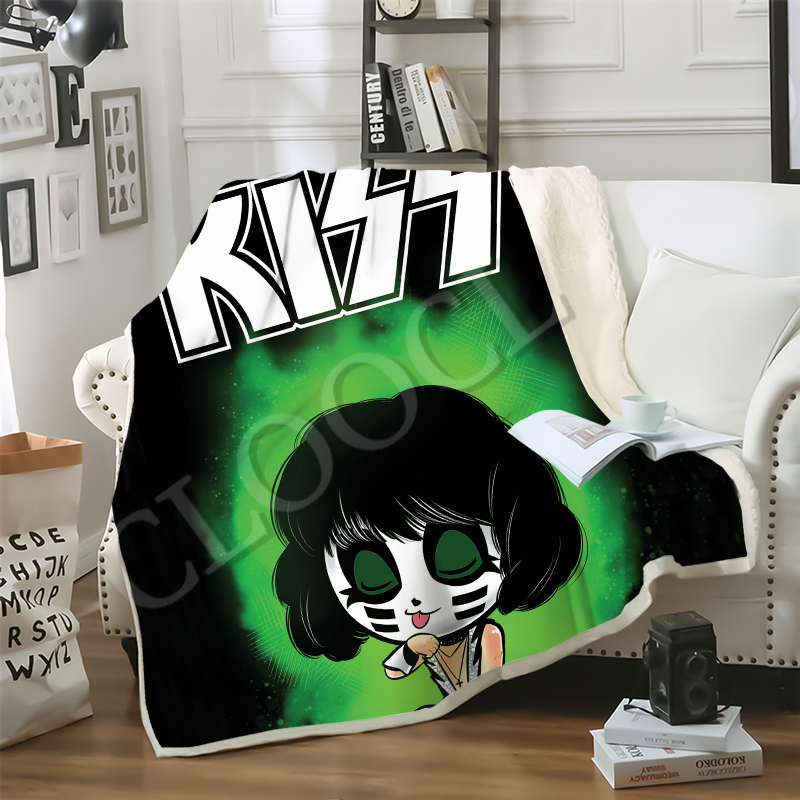 

CLOOCL Factory Wholesale Newest KISS Band Anime Blanket 3D Print Double Layer Casual Sofa Youth Bedding Throw Fashion Blankets