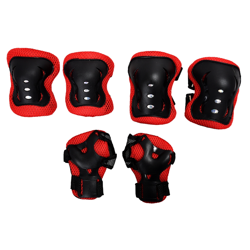 

Kid Cycling Role Skating Knee Elbow Wrist Protector Pads - Black and Red, Multi