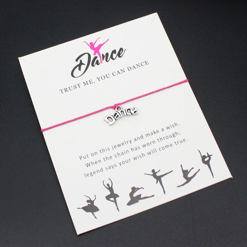 

Custom-Christmas Gift Infinity Love Dance Ballet Dancer Dancing Charm Adjustable Bracelets Greeting cards Jewelry With Card