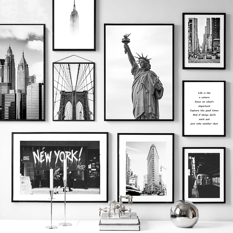 

New York City Canvas Prints Statue of Liberty Posters and Prints Black and White Wall Art Pictures Living Room Decoration Poster