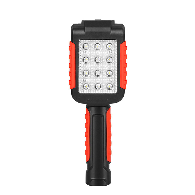 

LED Rechargeable Work Light Magnet with Hook Folding Torch Lamp Cob 12xSMD LED+9x red LED 18650