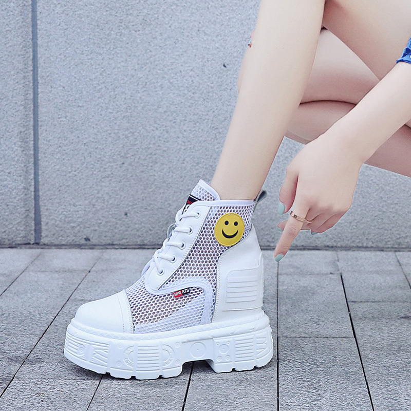 

DM442 Sandals Women's Summer Breathable Mesh Platform Sneakers Women Fashion Wedges Heels Casual Shoes Woman Zapatos De Mujer, Black