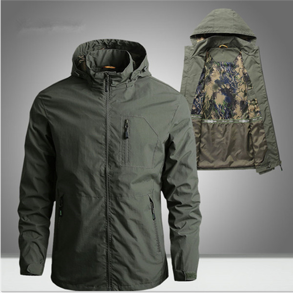 

Men's Bomber Jacket Military Tactical Waterproof Jackets Hooded Coats Men Outdoor Sports Quick Dry Jacket Lightweight Coat 5XL MG 01, Green