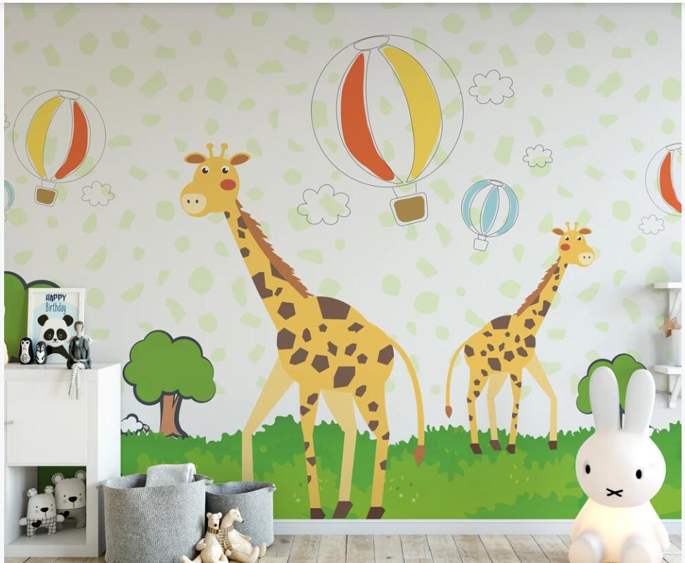

3d wallpaper custom photo mural on the wall Cartoon giraffe balloon kids room home decor 3d wall murals wallpaper for living Room, Non-woven wallpaper