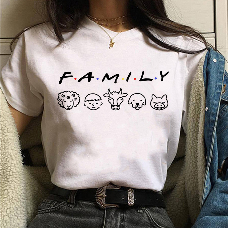 

Women Family Vegan We Are Friends Not T Shirt Ulzzang Kawaii Cartoon Tshirt Harajuku 90s Graphic Female T-shirt, P2738-12