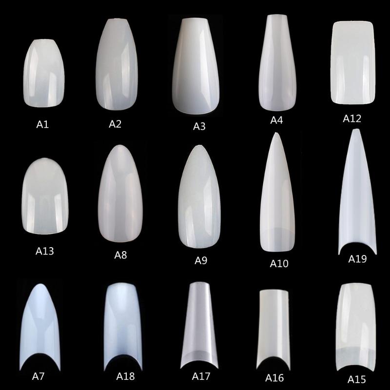 

Makar50 Bags x 500pcs Coffin Fake Nail Tips Stiletto Clear Natural False Acrylic Nails Ballerina Nails Press on, A6 stiletto -c