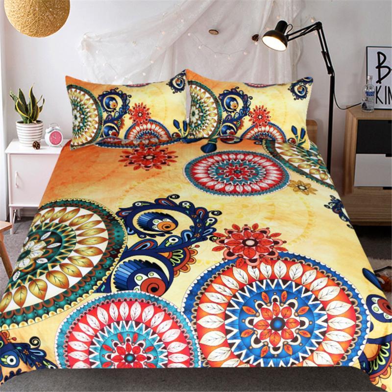 

3D HD Digital Printing Custom Duvet Cover Comforter Quilt Blanket case Queen King Bedding Bedclothes Golden mandala, As pic