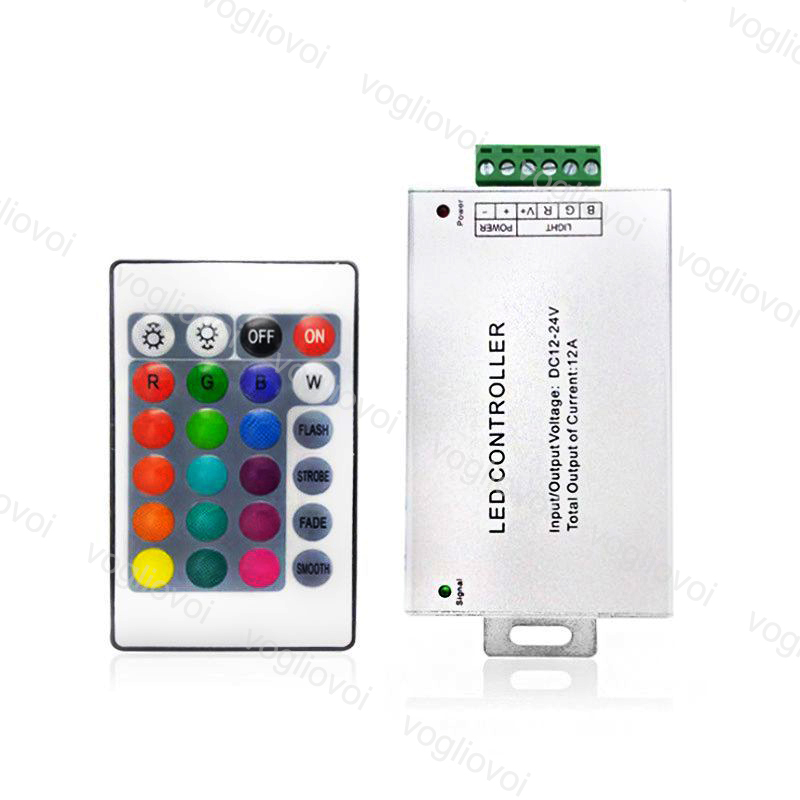 

RGB Controllers Aluminum Receiver 24Keys 72W 144W 6A DC12-24V Lighting Accessories For 5050 2835 RGB Strip Modules Wall Washing Lamp DHL