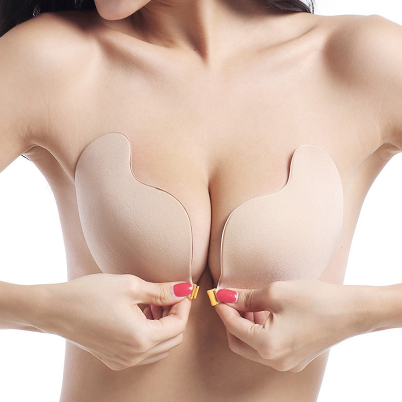 Women Self Adhesive Breast Pad Strapless Blackless Invisible Bra Bra Sticker Silicone Bra Push Up women's underwear J1350-image-566680403