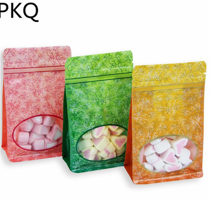 

100pcs/lot Small Bag With transparent Window Zipper Lock Plastic Storage pouches Stand up Bag Free Shipping
