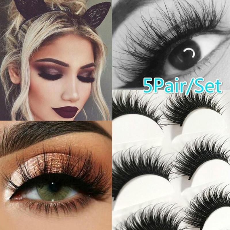 

5Pairs 3D Mink Hair False Eyelashes Thick Long Eye Beauty Extension Tools Makeup Lashes Eyelashes Y0F9