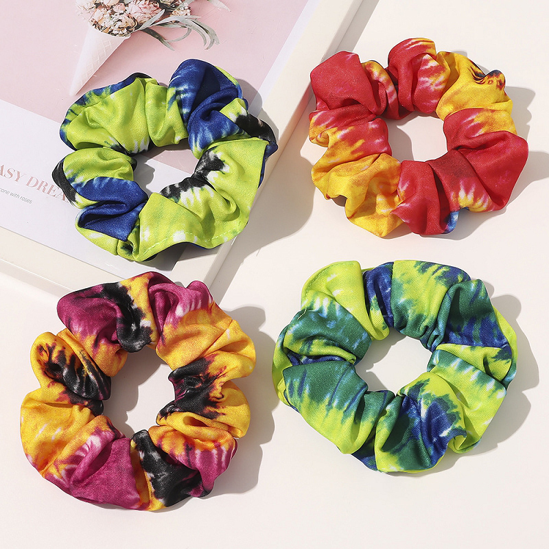 

22 Colors Velvet Hair Scrunchies Tie-dye Elastic Hairbands Scrunchy Hair Ties Ropes Girl Ponytail Holder Hair Pleuche Headwear M2656, Randomly send