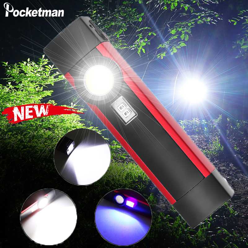 

COB LED Magnetic Work Light Car Garage Mechanic Home Rechargeable Torch Lamp with Violet light 4 mode built-in battery
