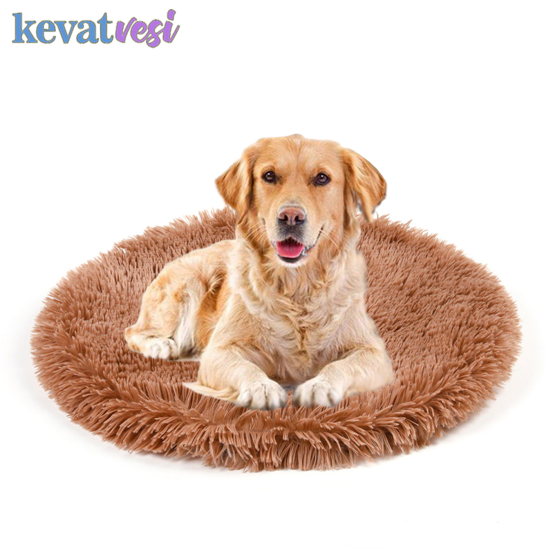 

Cat Mat Round Warm Dog Bed House Soft Long Plush Sleeping Pad For Puppy Cat Breathable Kitten Double Blanket Pet Nest Supplies, Brown