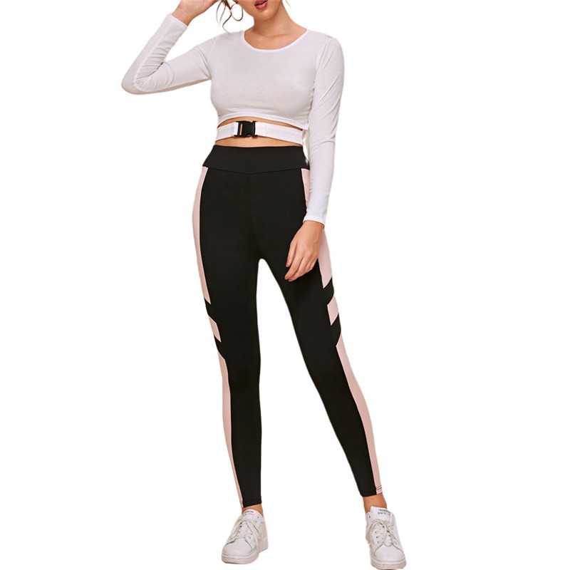 

Female Sport Long Pants New Fashion Elastic High Waist Slim Fitness Casual Trousers Women Yoga Running Trousers Femme Sportswear