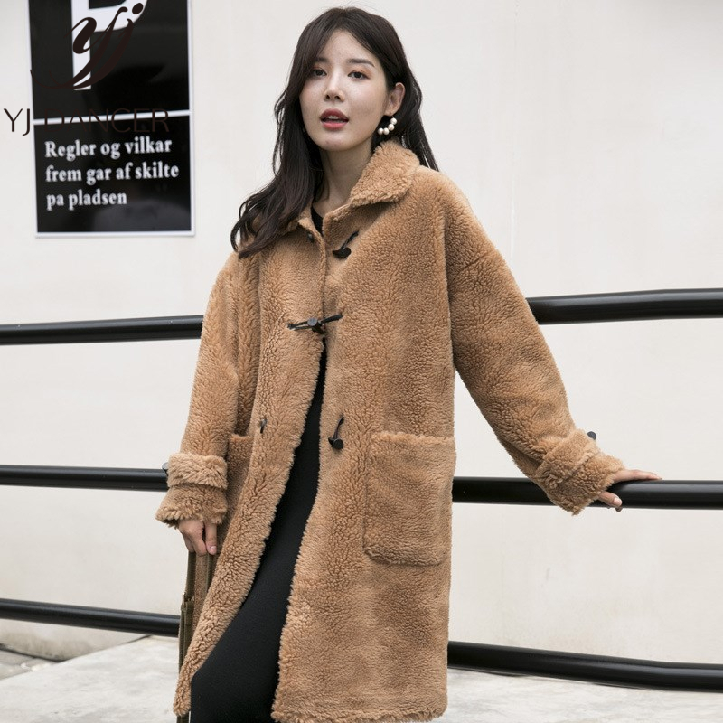 

Special Price 2020 Winter New Sheep Shearing Plush Coat Female Casual Wool Long Overcoat Fur Korean Faux Fur Coat Women ZZZ076, White