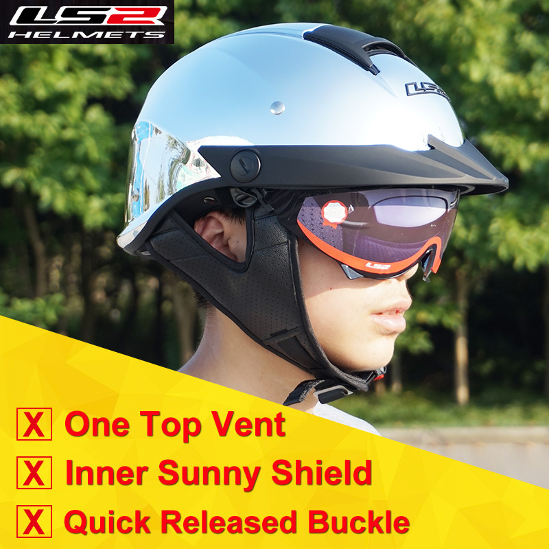 

LS2 OF590 Motorcycle Helmet Open Face Retro Vintage Casco Moto Helmet With Inner Sun Lens Half Face Capacete ls2 DOT, Matte black