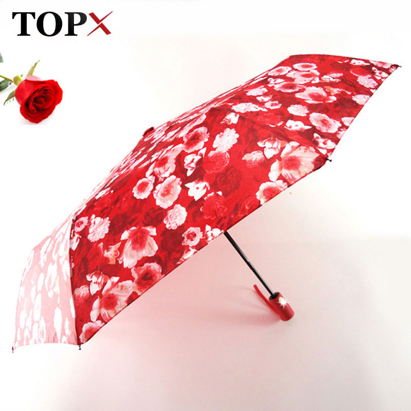 

Flowers Pattern Umbrella Rain Women Windproof Ultralight Sun Rain Automatic Folding Umbrellas Travel Lady Umbrella parasol, Coffee