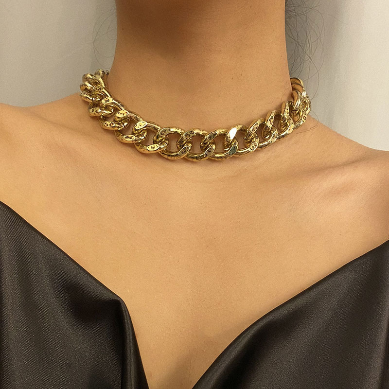 

Punk Leopard Print Aluminium Thick Chain Necklace Women Vintage Hiphop Geometric Neck Chocker Colar Necklace Jewelry XR3214