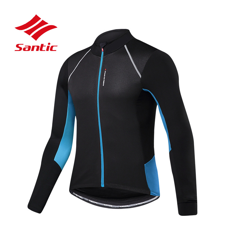 

Santic Winter Men Thermal Fleece Windproof Long-sleeved Cycling Jacket Breathable Mountain Road Coat Outdoor Sport Clothing, Red