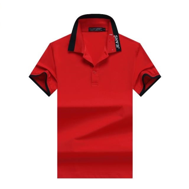 

Watermelon Red Men'S Printed Letters Dichromatic Collar Short Sleeve T-Shirt