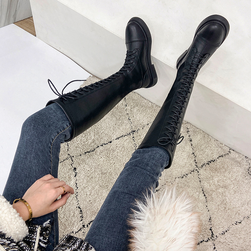

Long boots women's knee-length riding boots 2020 new high riding fashion casual flat elastic, Black