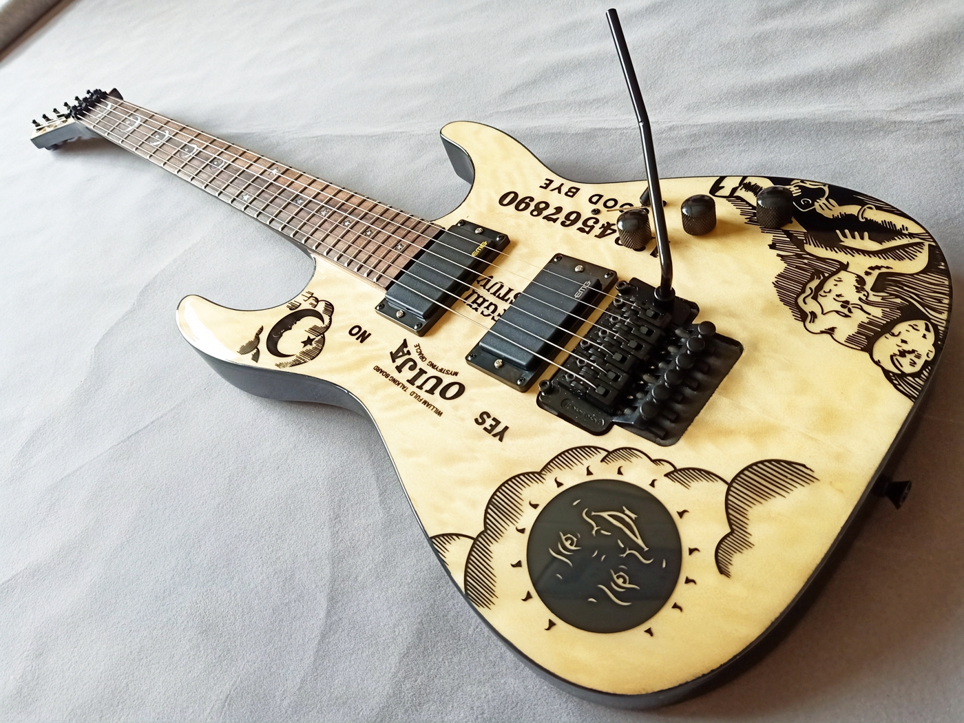 

Reveals Kirk Hammett Signature KH Ouija Natural Guitar Active Pickups And Tremolo Bridge Black Hardware