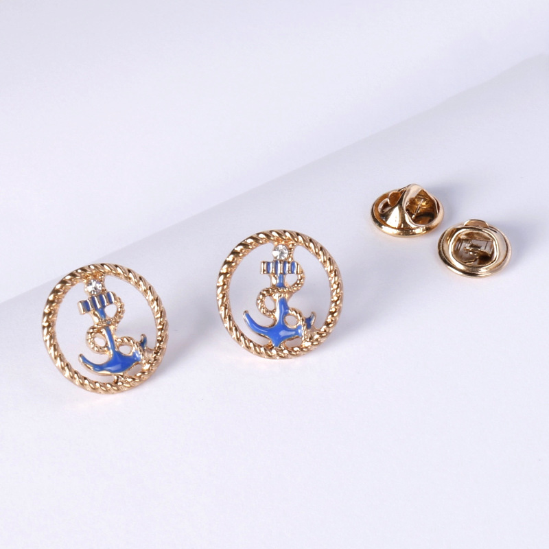 

2PCS Casual Anchor Trendy Brooch Cartoon Shirt Collar Pin Little Hat Badge Metal Jewelry Pocket Decoration Men Women Accessories