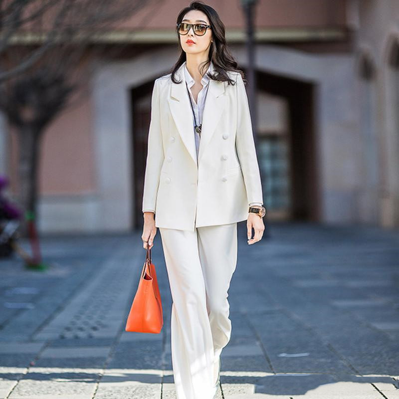 

New Women's Suit Two-Piece Suit (Jacket + Pants) Women's Fashion Double-Breasted Temperament Business Formal Support Custom, Custom color