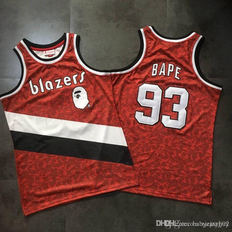 

PortlandTrail BlazersMEN 93 BAPEMITCHELL&NESS CITY Embroidered basketball jersey, Black