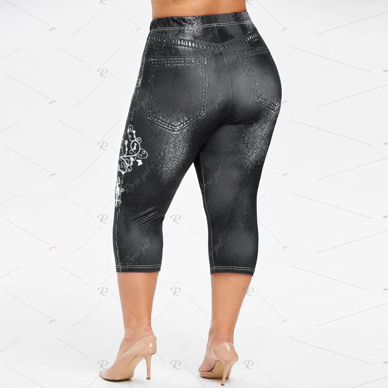 

Plus Size S- Denims Leggins Calf-Length Summer Slim Waist Pants Candy Color Compression Leggings Faux Denim Trousers, Blue