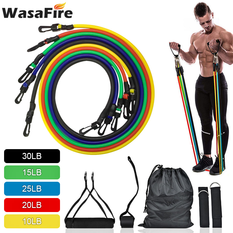 

11pcs/set Fitness Latex Resistance Bands Set Body Training Gym Yoga Tubes Pull Rope Rubber Elastic Bands With Bag