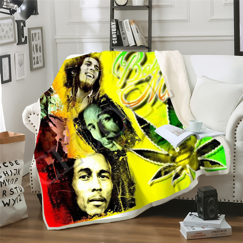 

CLOOCL Factory Wholesale Reggae Creator Bob Marley Fashion Blanket 3D Print Double Layer Sherpa Blanket on Bed Home Textiles Dreamlike Style