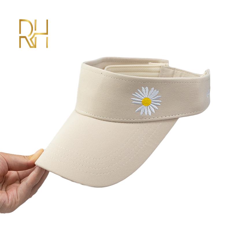 

Fashion Summer Sport Tennis Cap Women Men Daisy Embroidery Casual Beach Visor Sun Hat Empety Top Fashion Casual Baseball Caps RH, White