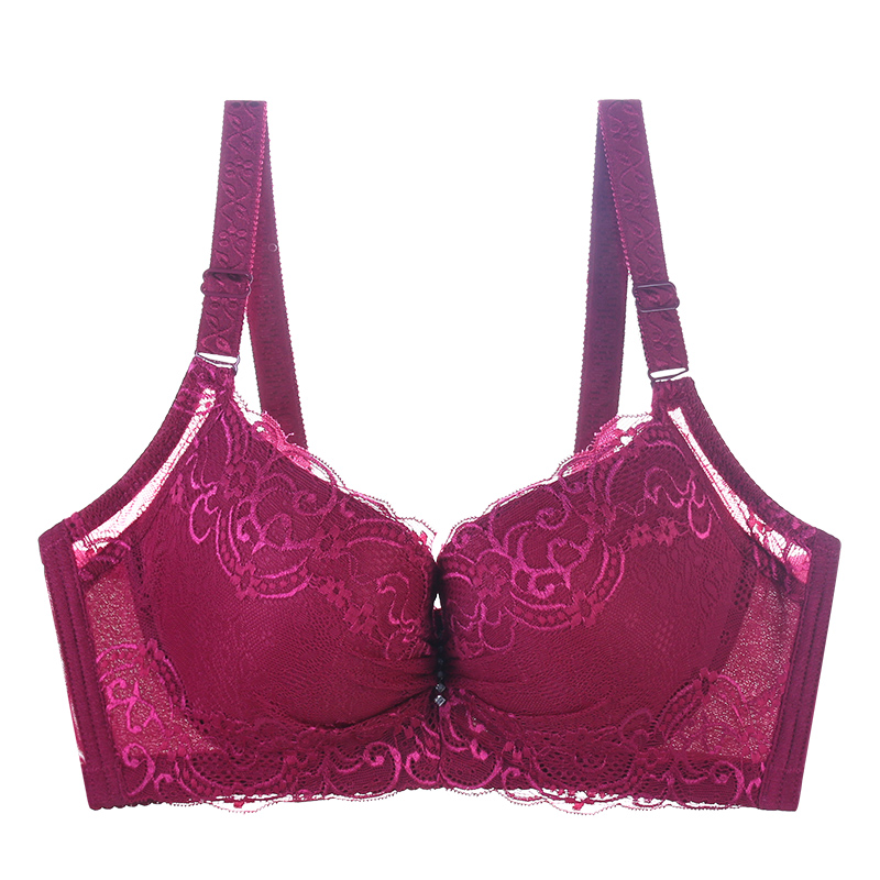 

New 2020 Ladies Big Size 3/4 Cup Lace Push Up Bra Black Bralette Deep V Women's Bras Underwear Lace Large Size Bras dropshipping, Light pink