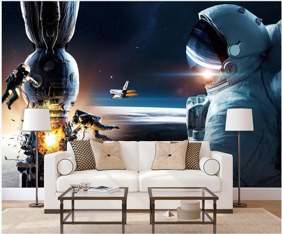 

3d wallpaper custom photo mural Spaceman space station spaceship ktv background home decor 3d wall murals wallpaper for living room, Non-woven wallpaper