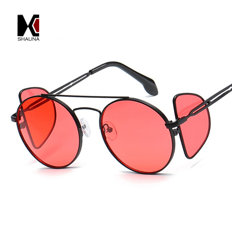 

SHAUNA Unique Motorbike Goggle Glasses Women Round Steampunk Sunglasses Cool Men Yellow Tint Lens Eyewear
