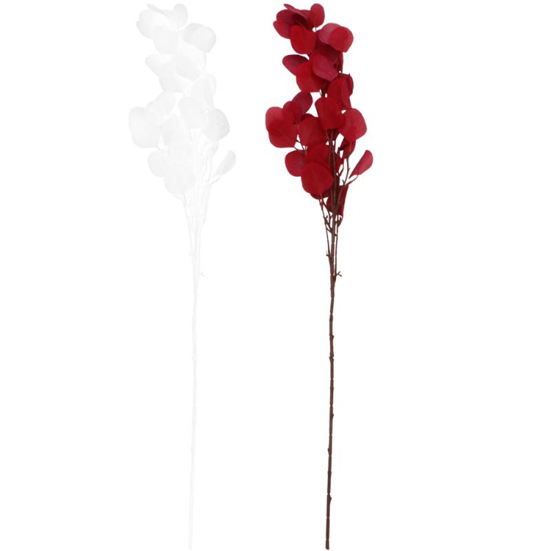 

2pcs Imitation Plant Lifelike Eucalyptus Leaves Branch Flower Arrangement Photo Props Decor for Living Room Office Car (Blue, White red