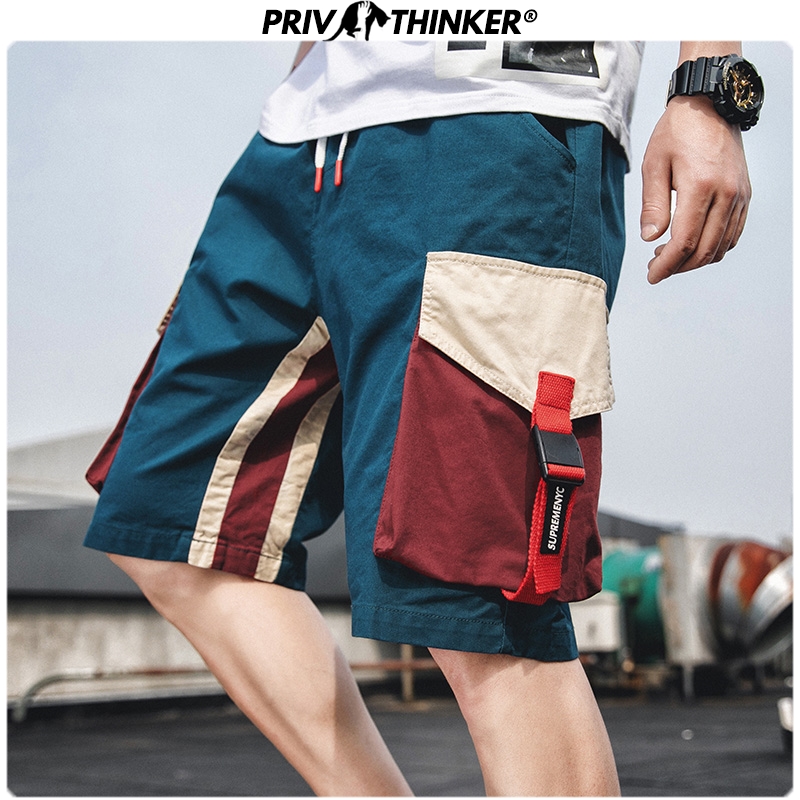 

2020 Men Pockets Summer Cargo Shorts Men's Oversize Cotton Casual Shorts Male Hip Hop Korean Knee Length Sweatpants, Black(asiansize)