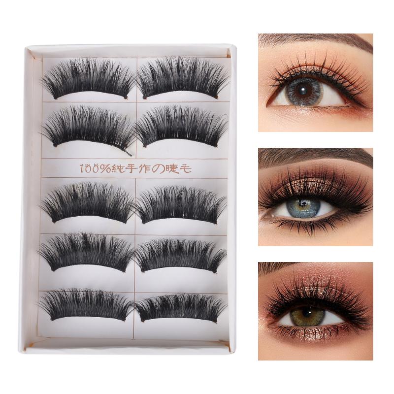

5Pair Classic False Eyelash Double Eyelid Eyelash Thick Long Lashes Wispy Makeup Beauty Extension Tools