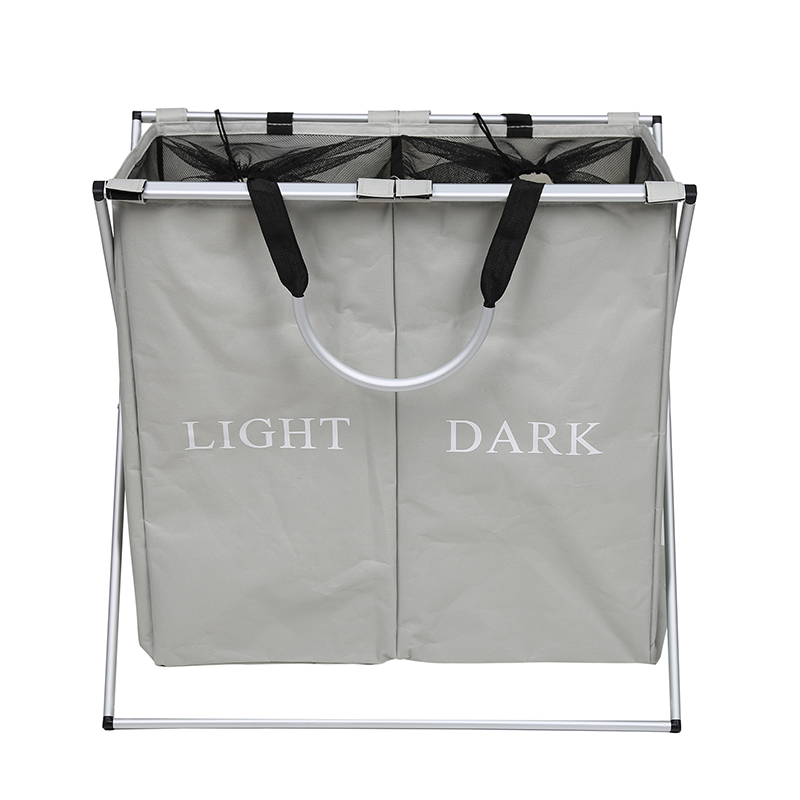 

Laundry Basket X-shape Foldable Dirty Laundry Hamper Waterproof 2 Grid Bag Home Hamper Sorter Basket