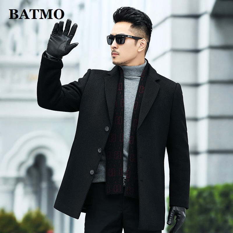 

BATMO 2020 new arrival winter thicked wool trench coat men,men's wool jackets,men's coat,WKY-2183, Dark grey