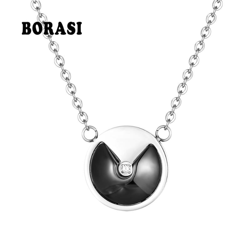 

Ceramic Cubic Zirconia Chain Necklaces & Pendants Black White Color Fashion Crystal Ceramic Necklace Wedding Jewelry For Women