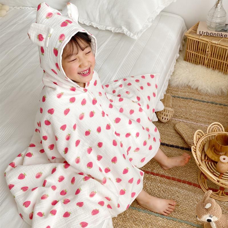

Summer Kids Bath Towel Cotton Gauze Cartoon Print Blankets Baby Stroller Quilt Thin Swaddle Air Conditioning Bathrobe BXX062, Bxx062-a-four layers
