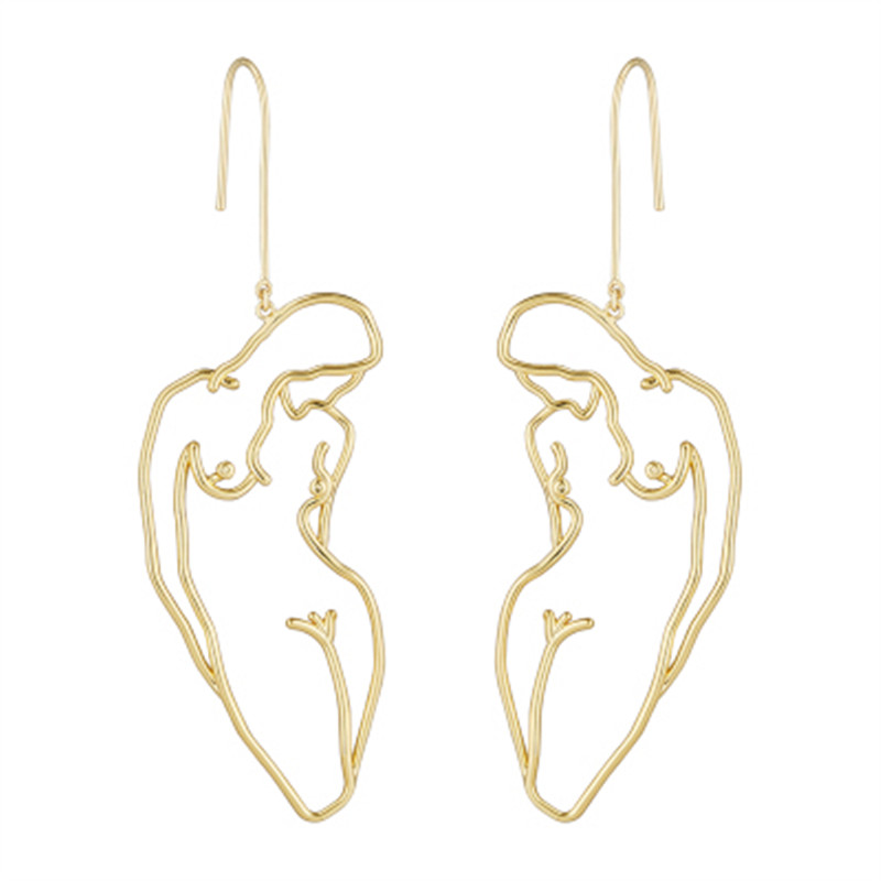 

Timlee E038 New Personality Classic Design Hollow Human Body Face Metal Long Earrings Fashion Accessories Wholesale
