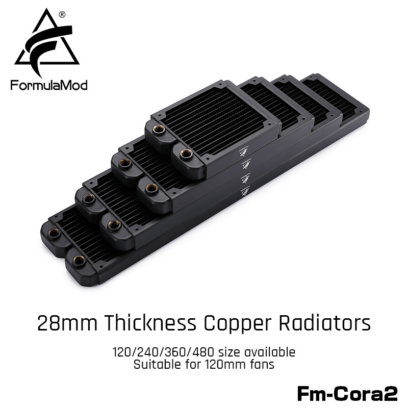 

FormulaMod Fm-CoRa2 28mm Thickness Copper Radiator 120/240/360/480 Black Suitable For 120 Fans