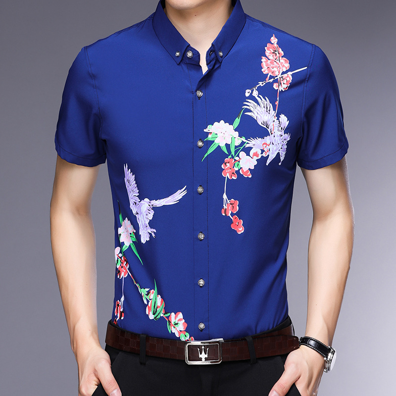 

High-end Summer Shirt, Male, Middle-aged Man, Father, Cotton Inch, Korean Version, Casual Ice Silk Cotton, Short-sleeved Shirt, Black