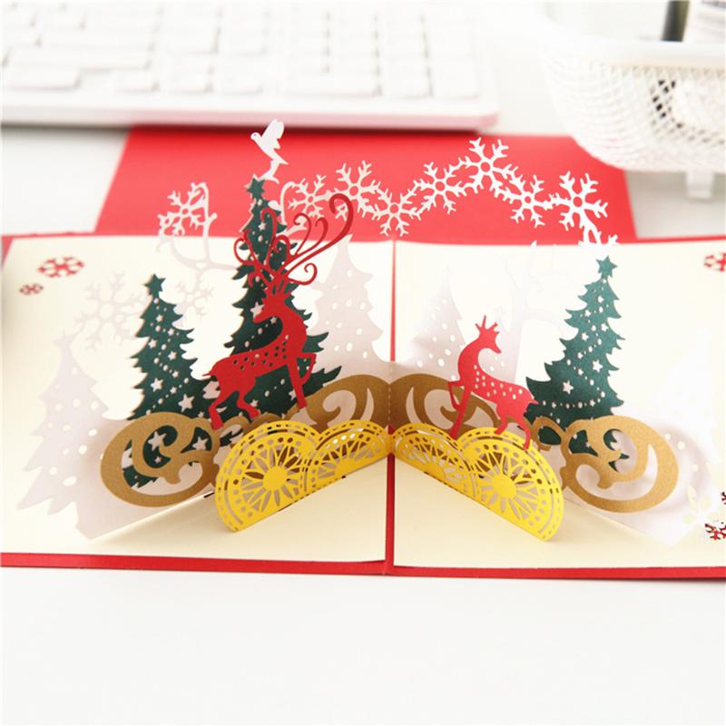 

Christmas 3D UP Cards Stereo Greeting Card AR Virtual Imaging Technology Creative Birthday Card Postcards Gifts