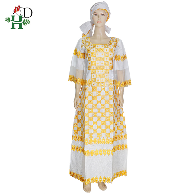 

H&D african clothes for women with lace south african traditional wear dashiki bazin dresses embroidery long dress women turban CX200813