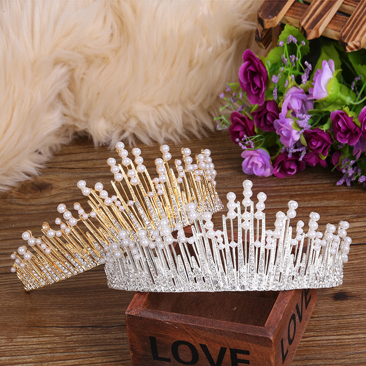 

20pcs/lot DIY Simple Gold Sliver Drill Pearl Crown Head Bands Bride Studio Photos HeadBands Hair Styling Tools Accessory HA1473